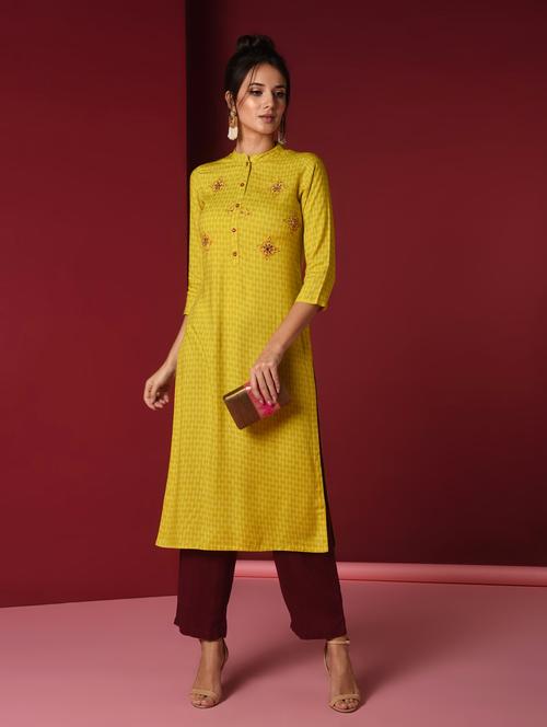 embroidered straight kurta - 16718623 - Very Small Image - 1