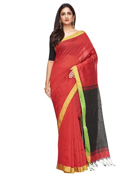 contrast handloom saree with blouse - 16718633 - Very Small Image - 1