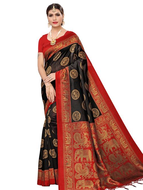 floral mysore silk saree with blouse - 16718645 - Very Small Image - 1