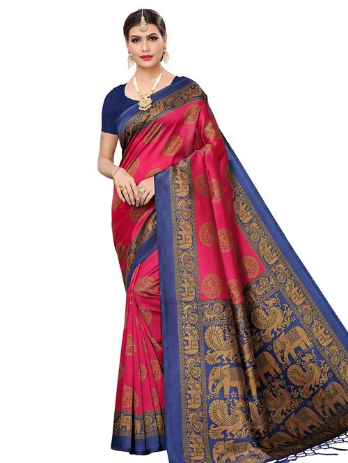 floral mysore silk saree with blouse - 16718647 - Very Small Image - 1