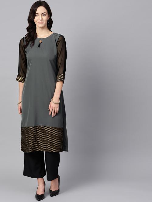 color block  straight kurta  - 16719827 - Very Small Image - 1
