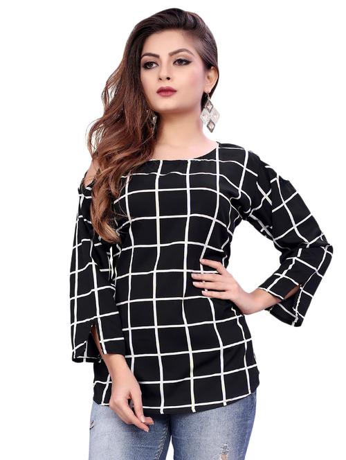 cold shoulder checkered top  - 16720158 - Very Small Image - 1