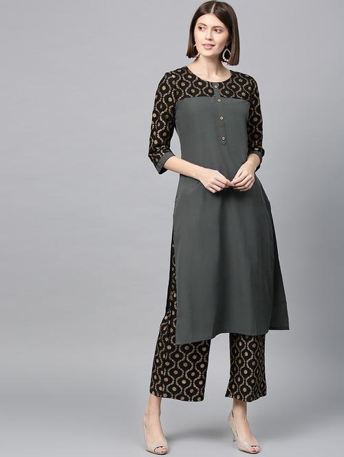 solid kurta palazzo set - 16720528 - Very Small Image - 1
