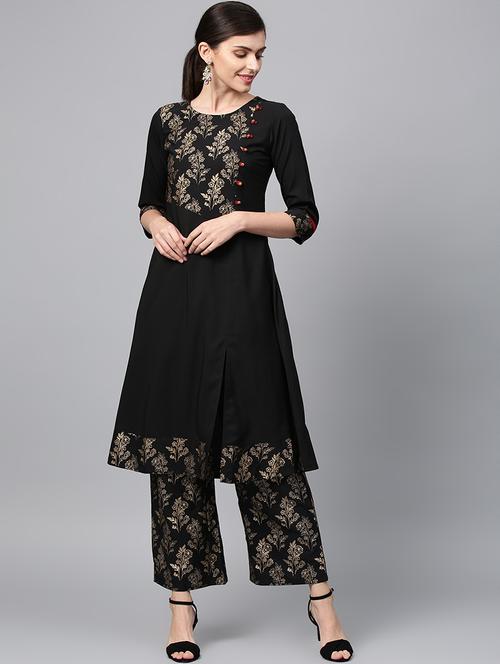 solid kurta palazzo set - 16720536 - Very Small Image - 1