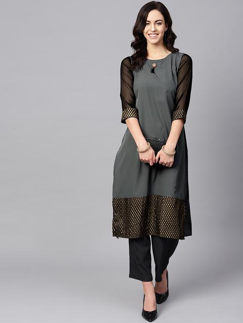 solid kurta palazzo set - 16720567 - Very Small Image - 1