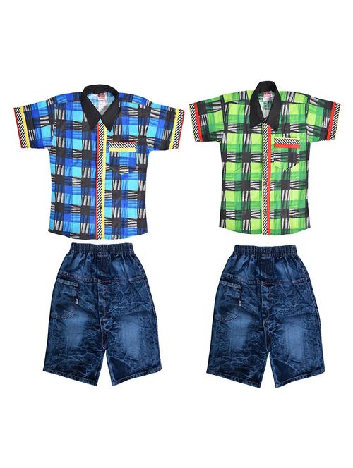 set of 2 blue cotton full length sets twin sets - 16720624 - Very Small Image - 1