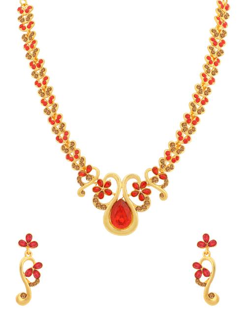 red metal necklaces and earring - 16722671 - Very Small Image - 1