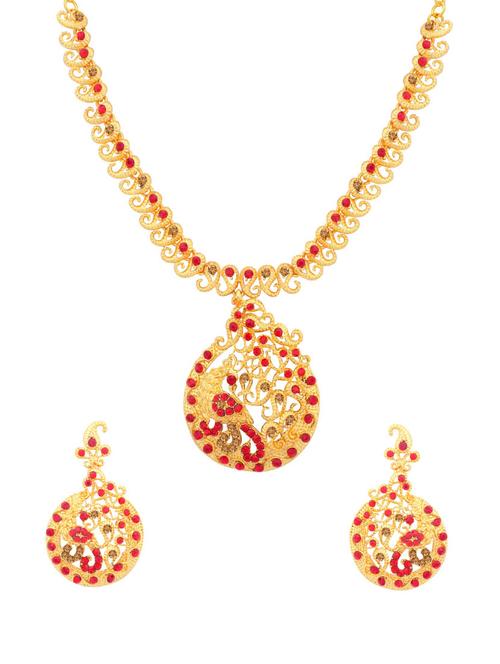 red metal necklaces and earring - 16722672 - Very Small Image - 1