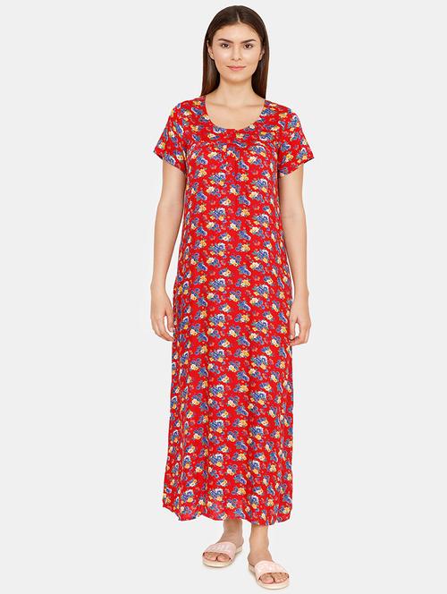 round neck floral nighty  - 16722759 - Very Small Image - 1