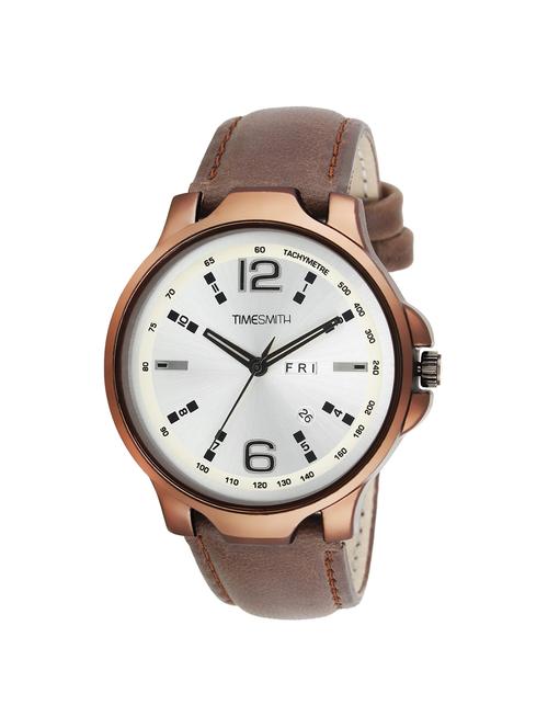 timesmith white dial brown leather analog watch for men tsc-031ktd1 - 16725165 - Very Small Image - 1