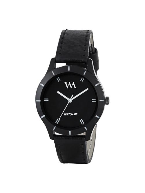 watch me black leather analog watch for women wmal-002-bktd1 - 16725175 - Very Small Image - 1