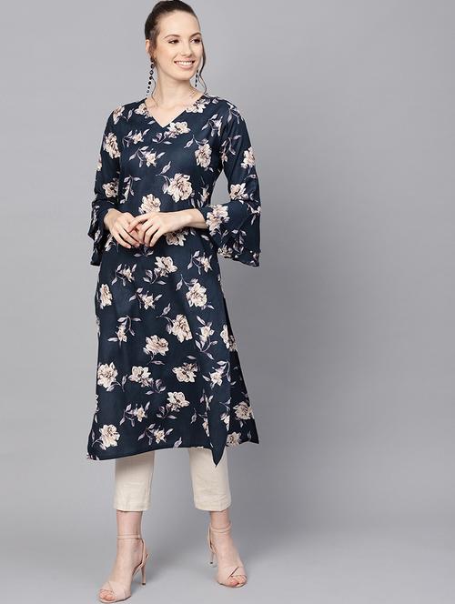 bell sleeves straight kurta - 16726094 - Very Small Image - 1