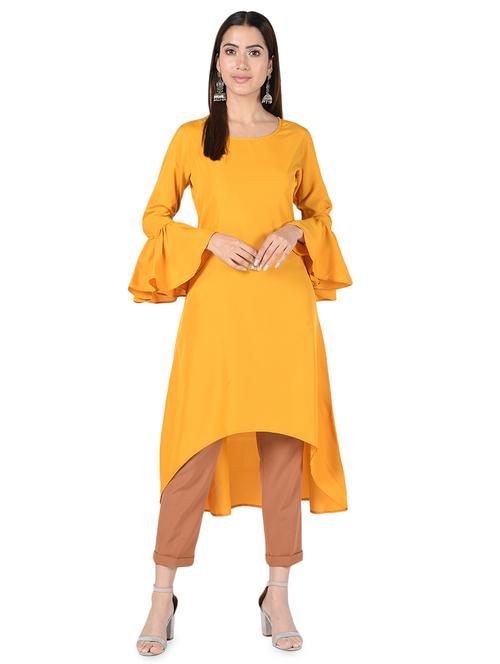 bell sleeves solid high-low kurta  - 16728762 - Very Small Image - 1