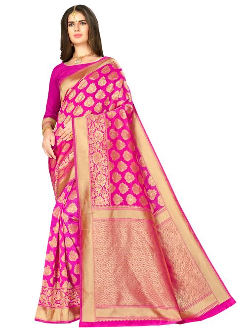 floral banarasi saree with blouse - 16728942 - Very Small Image - 1