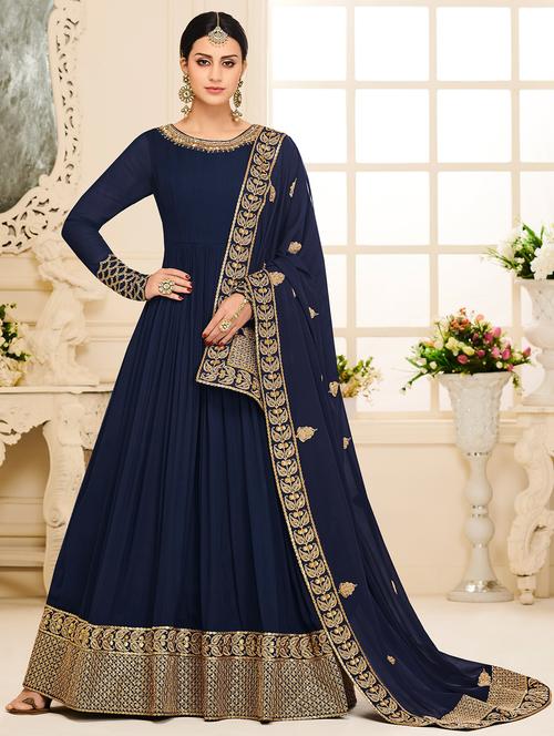 embroidered semi-stitched suit - 16729142 - Very Small Image - 1
