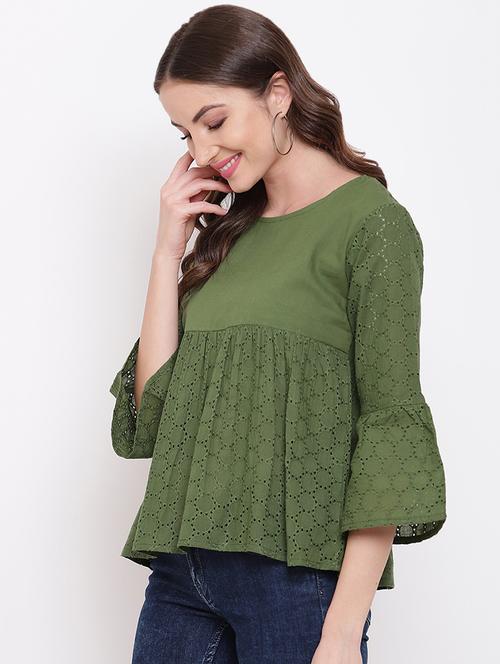round neck bell sleeved top  - 16730503 - Very Small Image - 1