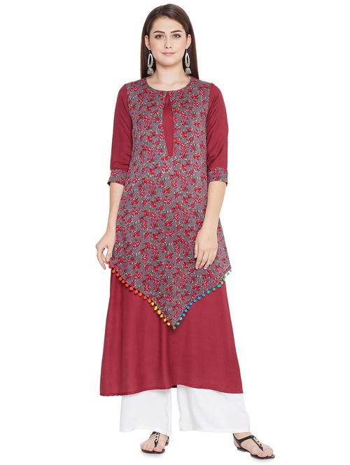 floral printed layered kurta  - 16730716 - Very Small Image - 1