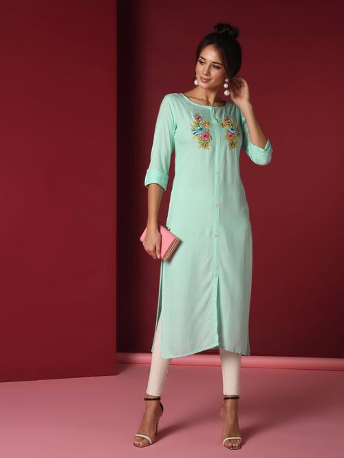 embroidered straight kurta - 16733700 - Very Small Image - 1