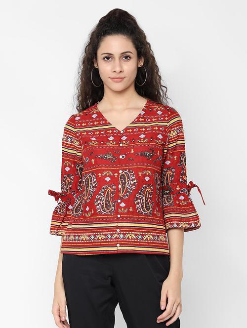 bell sleeved paisley top  - 16733748 - Very Small Image - 1