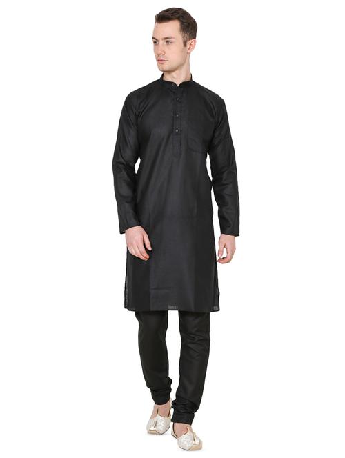 black solid kurta pyjama set - 16735388 - Very Small Image - 1