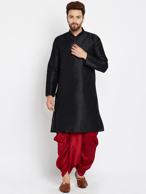 black solid dhoti kurta set - 16735405 - Very Small Image - 1