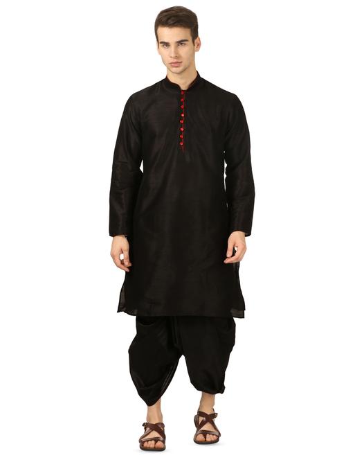 black solid dhoti kurta set - 16735422 - Very Small Image - 1