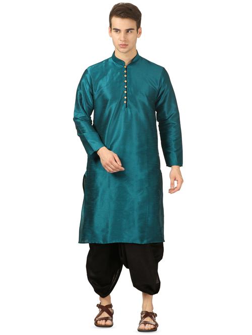 green solid dhoti kurta set - 16735426 - Very Small Image - 1