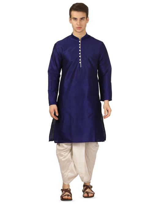 blue solid dhoti kurta set - 16735431 - Very Small Image - 1