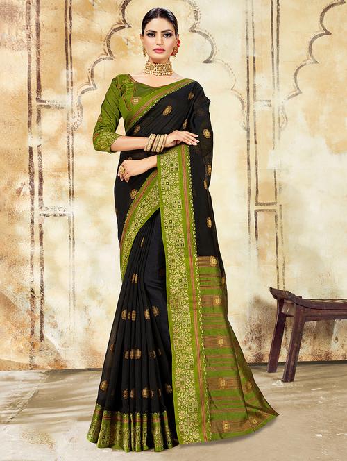 women's self design black colored saree - 16736516 - Very Small Image - 1