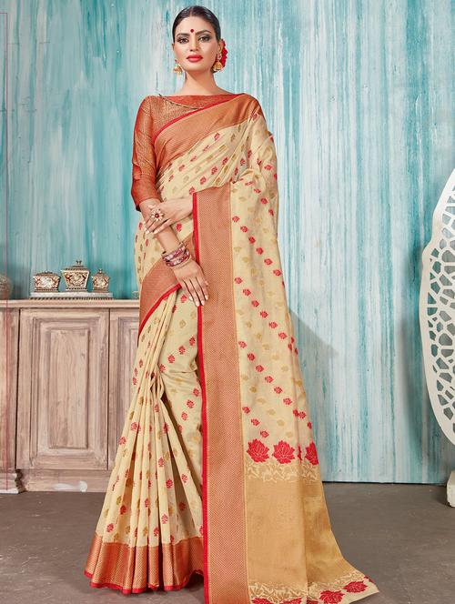 self design woven saree with blouse - 16736556 - Very Small Image - 1