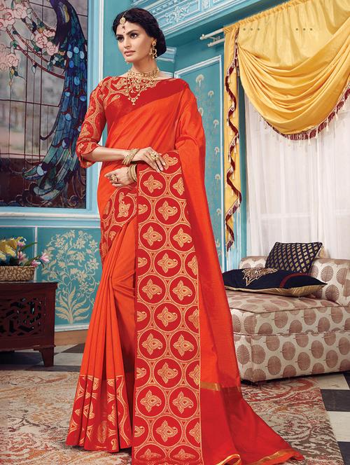 women's self design orange colored saree - 16736614 - Very Small Image - 1