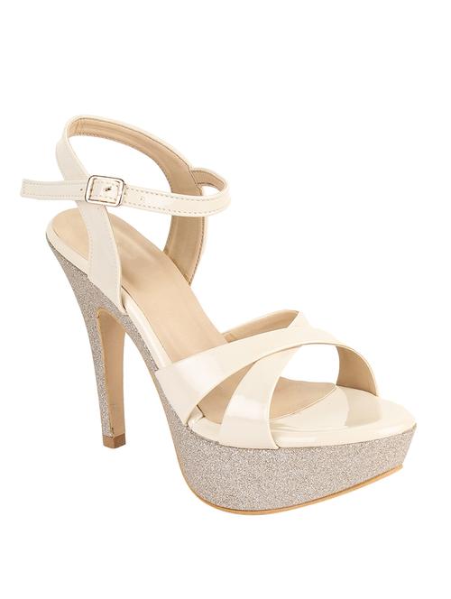 white leatherette ankle strap sandals - 16737026 - Very Small Image - 1