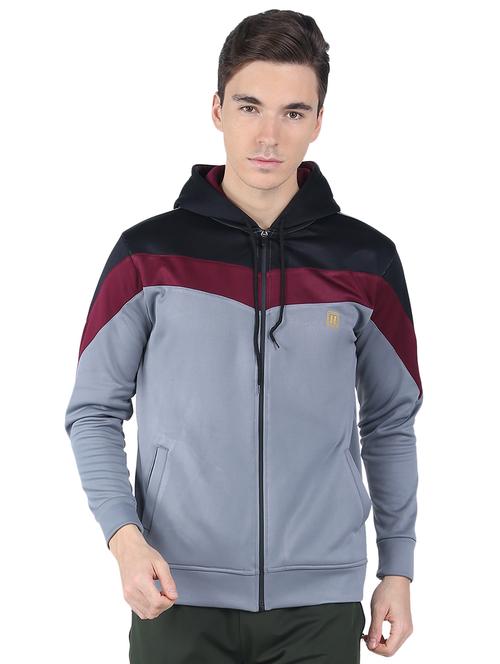 grey color block sweatshirt - 16737116 - Very Small Image - 1