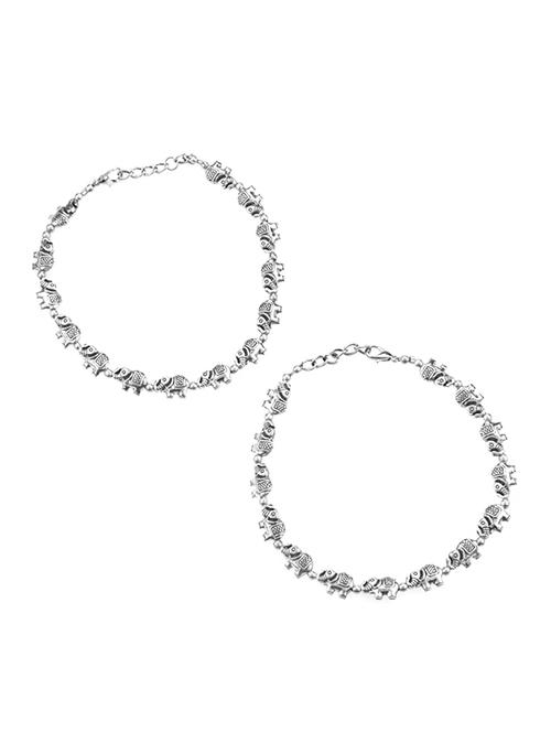 silver metal anklet and payal - 16737566 - Very Small Image - 1
