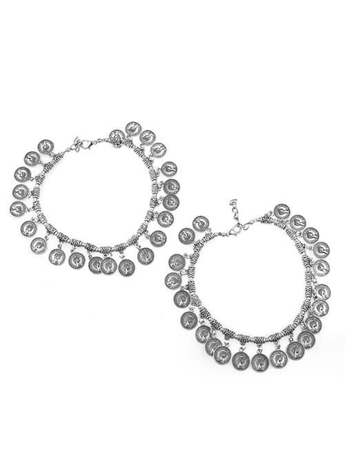 silver metal anklet  and payal - 16737573 - Very Small Image - 1