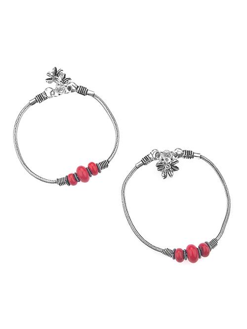 red metal  silver tone payal - 16737583 - Very Small Image - 1