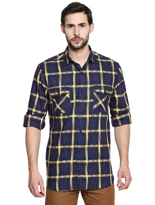 blue checkered casual shirt - 16738387 - Very Small Image - 1