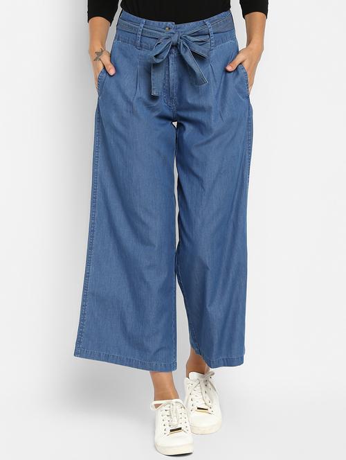 tie knot wide leg denim pants - 16738402 - Very Small Image - 1