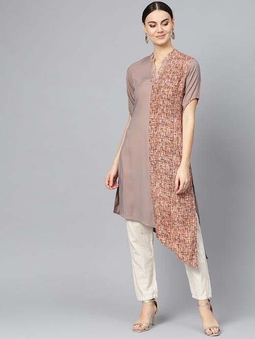 printed asymmetric kurta - 16739192 - Very Small Image - 1