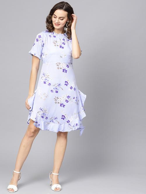 ruffle detail floral asymmetric dress - 16739198 - Very Small Image - 1