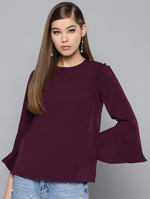 women's straight round neck top - 16740482 - Very Small Image - 1