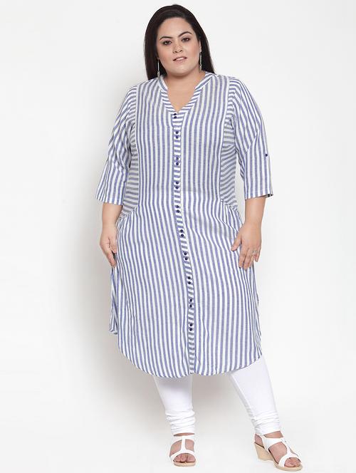 blue cotton aline kurta - 16740913 - Very Small Image - 1