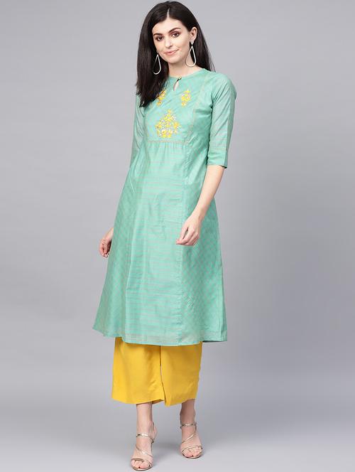 embroidered a-line kurta - 16741105 - Very Small Image - 1