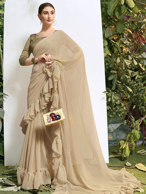 ruffle fusion saree with blouse - 16741205 - Very Small Image - 1