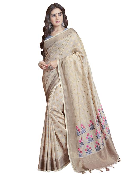 floral printed saree with blouse - 16741779 - Very Small Image - 1