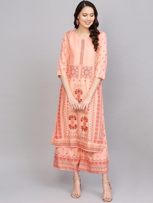 printed kurta palazzo set - 16741935 - Very Small Image - 1