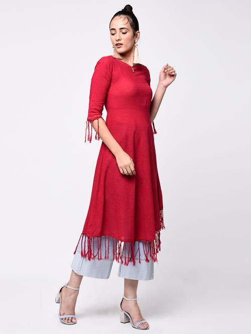 solid a-line kurta  - 16745274 - Very Small Image - 1