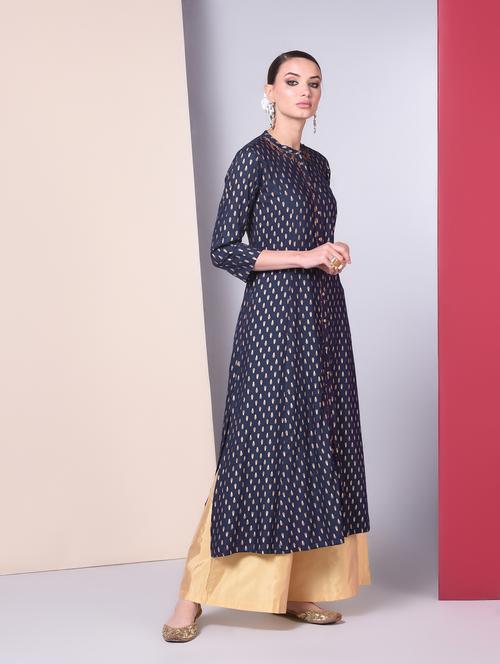gold print a-line kurta - 16745595 - Very Small Image - 1