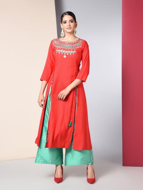 double slit a-line kurta - 16745600 - Very Small Image - 1