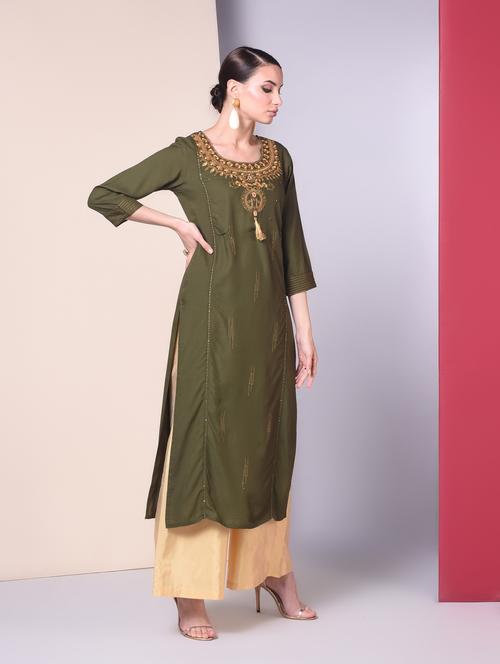 embroidered straight kurta - 16745662 - Very Small Image - 1